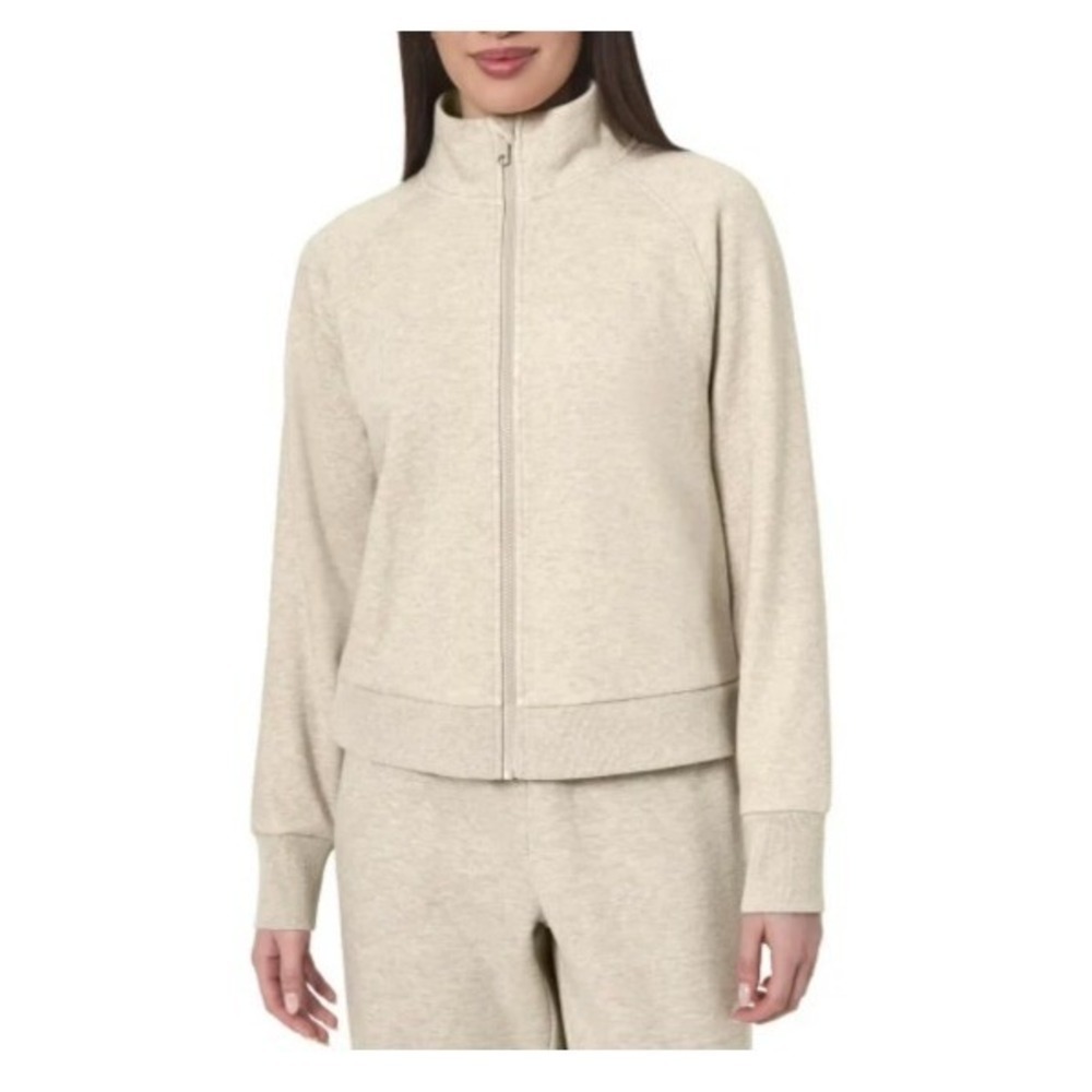 NWT Mondetta Womens M Fleece Full Zip Jacket Cozy Recycled Fabric Tan